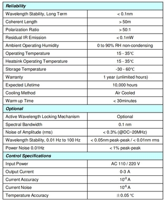 Mode longitudinal unique ACC Type de puissance 100mW 200mW Laser SLM jaune pour l'holographie