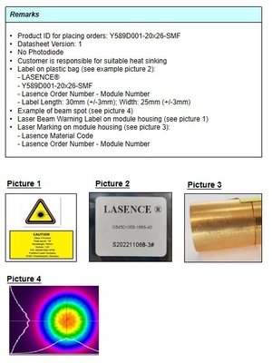 0.2 KG APC Type de puissance Laser DPSS jaune pour l'accouplement de fibres à mode unique Haute stabilité