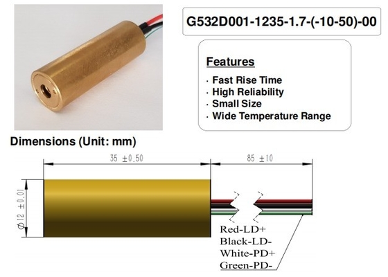 Longue durée de vie MTTF à 25C 5000 Module laser vert Parfait pour la gravure au laser